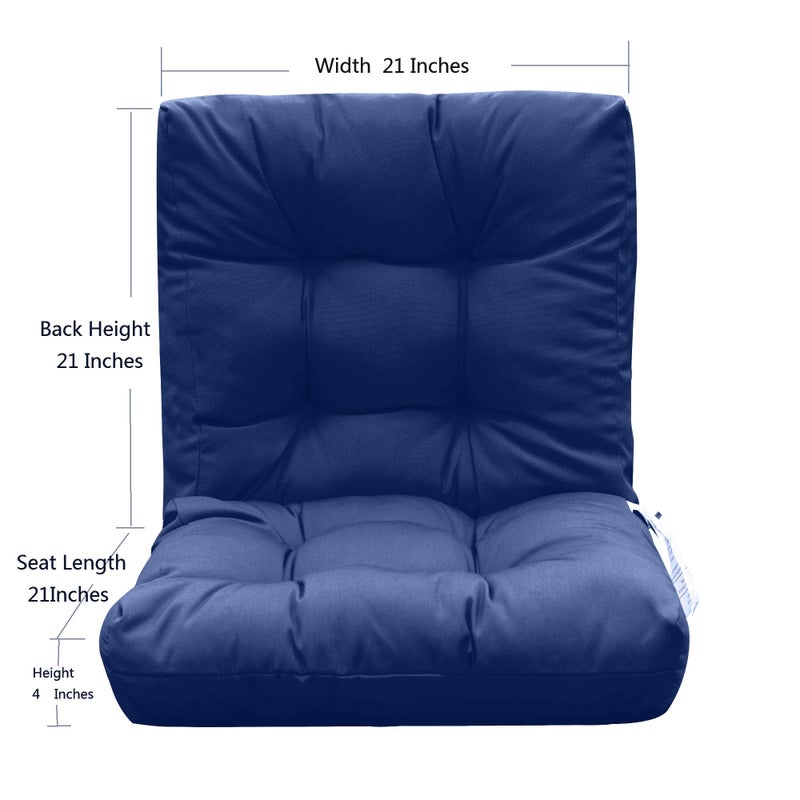 QILLOWAY Outdoor Seat/Back Chair Cushion Tufted Pillow, Spring/Summer Seasonal All Weather Replacement Cushions. (Navy) - Image 2